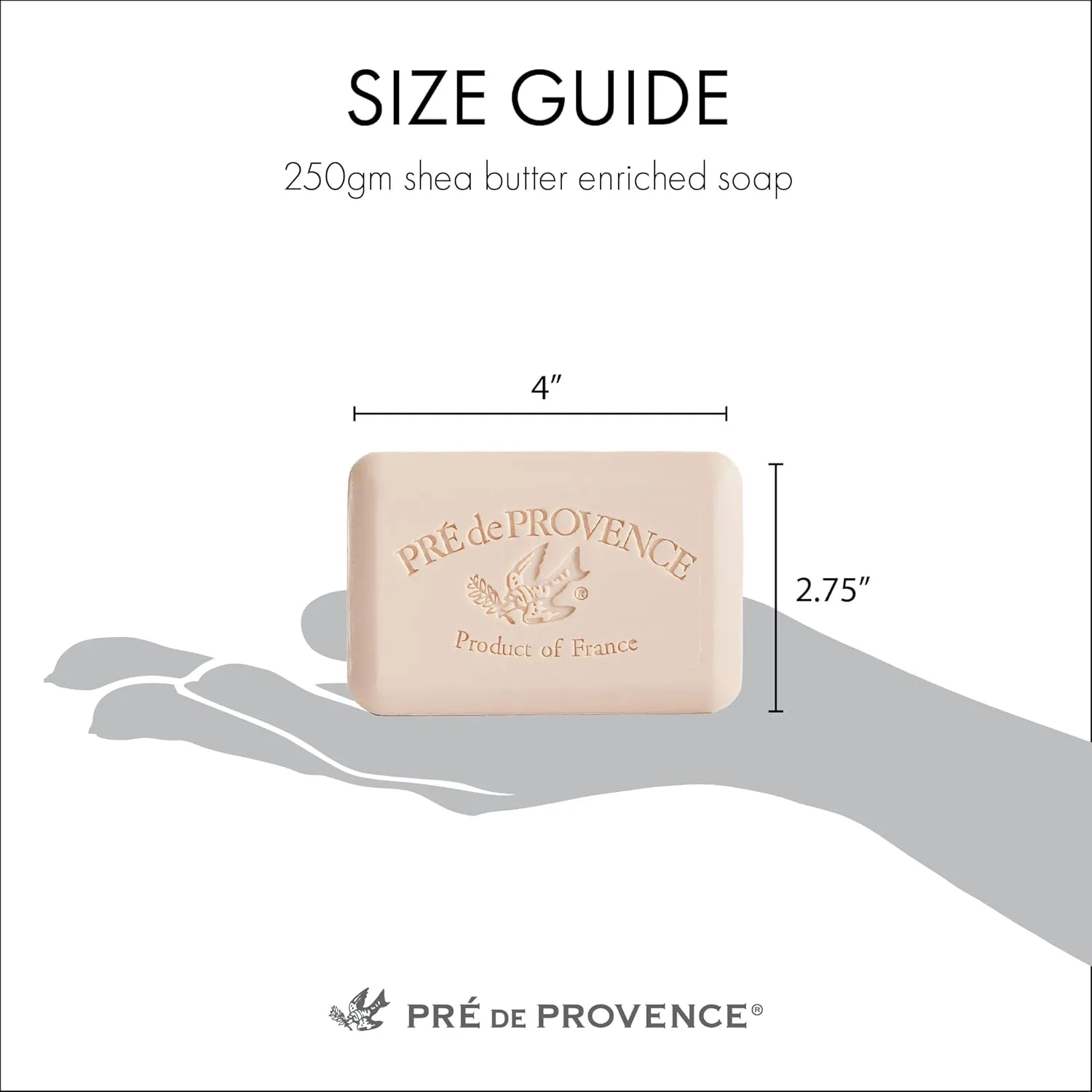 Pre de Provence Artisanal Soap Bar, Enriched with Organic Shea Butter, Natural French Skincare, Quad Milled for Rich Smooth Lather, 8.8 Ounce, Rose Petal