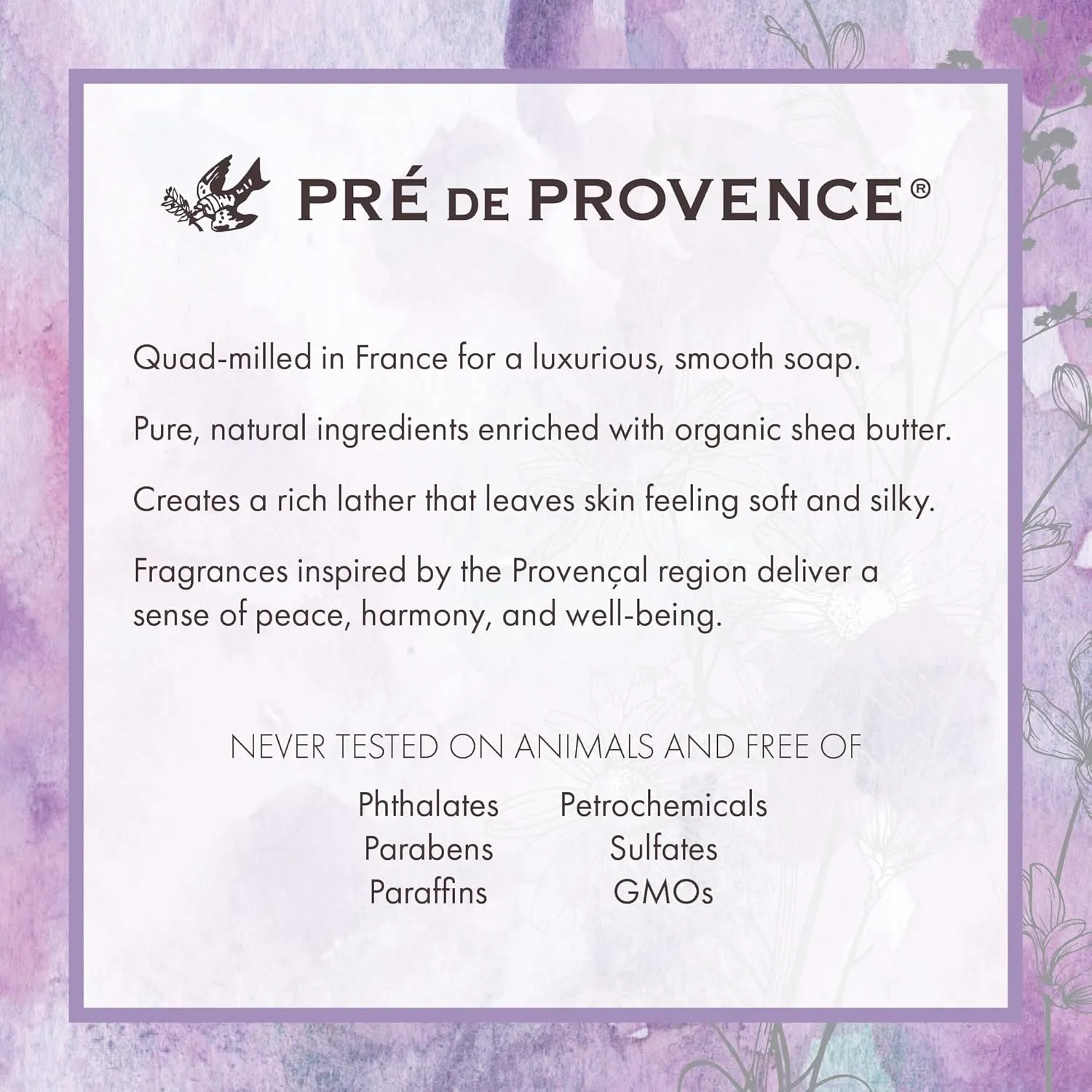 Pre de Provence Artisanal Soap Bar, Enriched with Organic Shea Butter, Natural French Skincare, Quad Milled for Rich Smooth Lather, 8.8 Ounce, Rose Petal