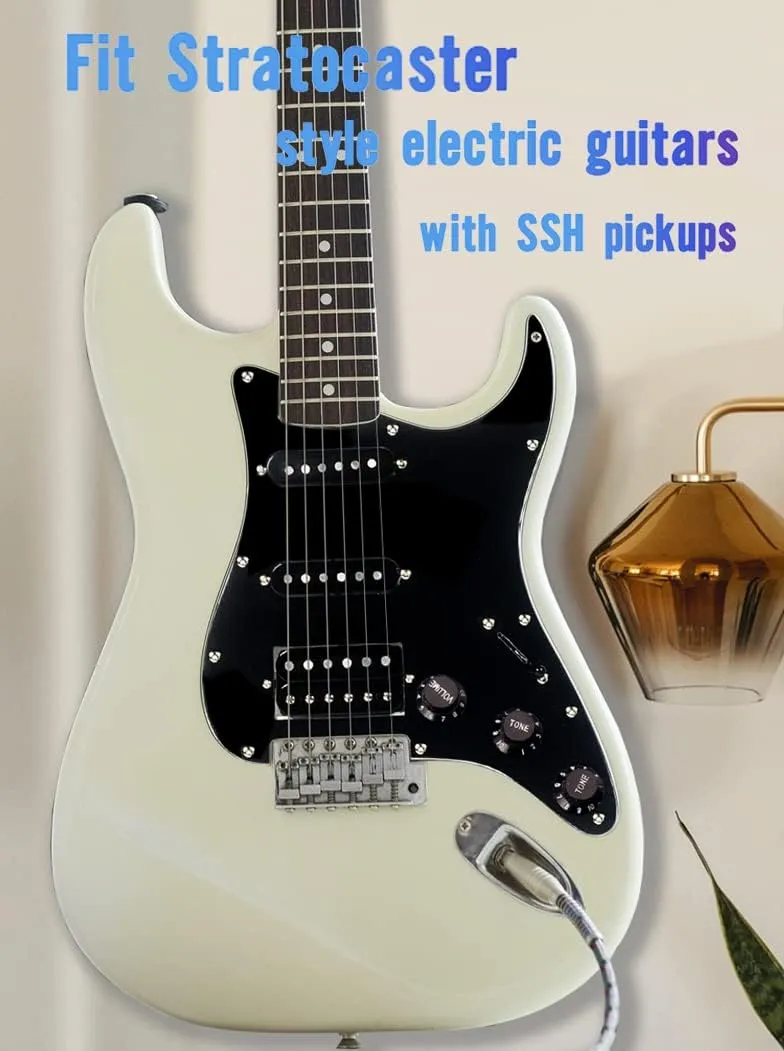 Prewired Pickguard with SSH Pickup Set, 3-ply Pick Guard Loaded High Output Alnico V Single Coil Humbucker Pick-ups, Electric Guitar Scratchplate as Luthier Replacement Parts
