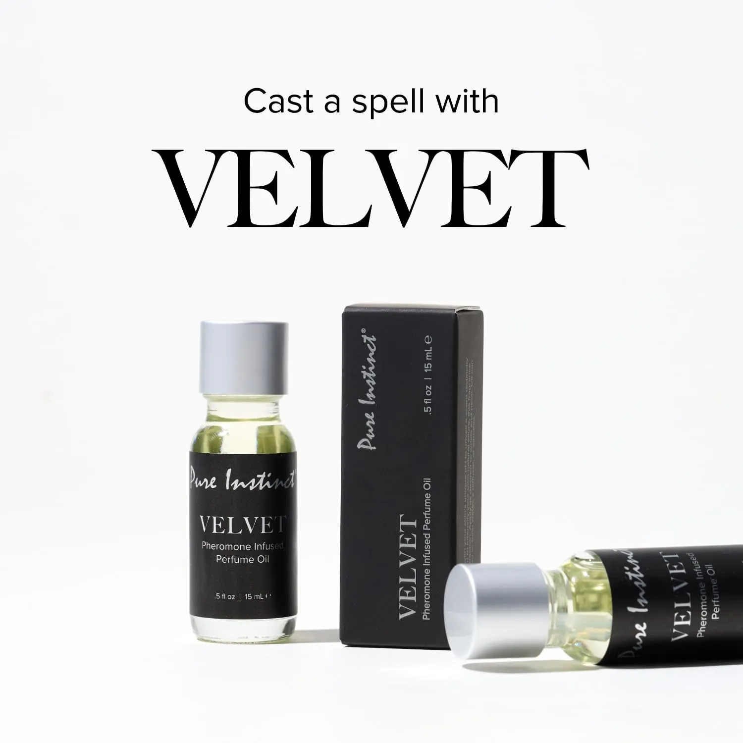 Pure Instinct VELVET The Original Pheromone Infused Essential Oil Perfume Cologne - For Him Men's - TSA Ready (Dropper Bottle 0.5 Fl. Oz./15mL)
