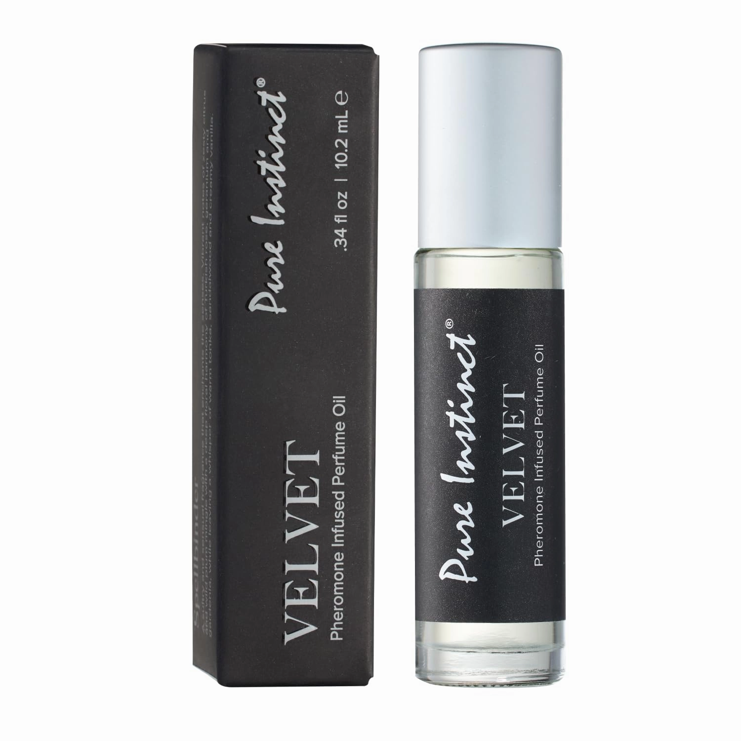 Pure Instinct VELVET The Original Pheromone Infused Essential Oil Perfume Cologne - For Him Men's - TSA Ready (Roll On Bottle 0.34 Fl. Oz./10.2mL)