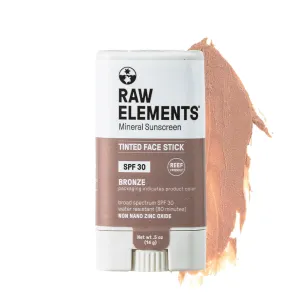 Raw Element Ultra-Moisturizing Face Tint Sunscreen, SPF 30 , Non Toxic Mineral Face Cream, Non Nano Zinc Oxide, Reef Friendly, Safe for All Ages, 0.5 oz, Bronze, Stick Pack of 1