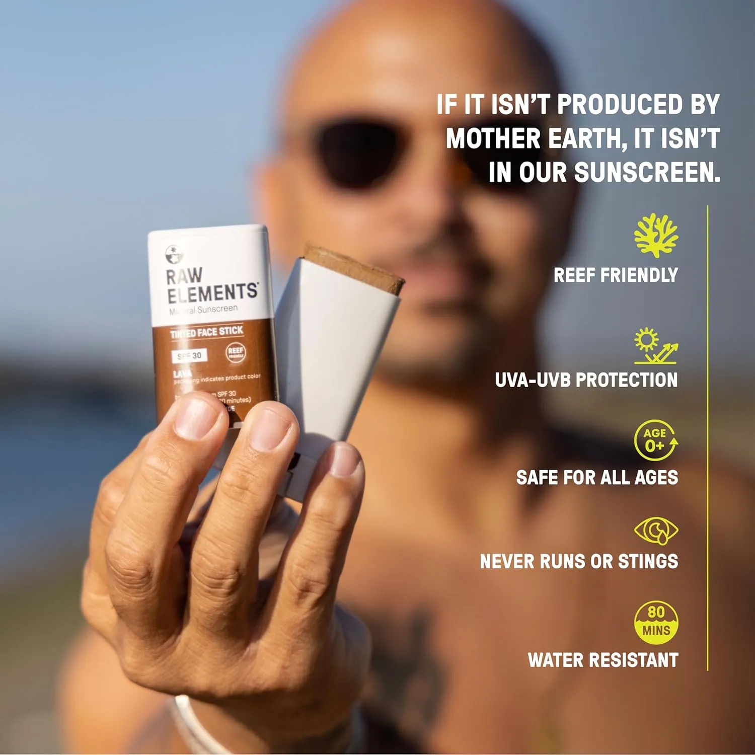 Raw Element Ultra-Moisturizing Face Tint Sunscreen, SPF 30 , Non Toxic Mineral Face Cream, Non Nano Zinc Oxide, Reef Friendly, Safe for All Ages, 0.5 oz, Bronze, Stick Pack of 1