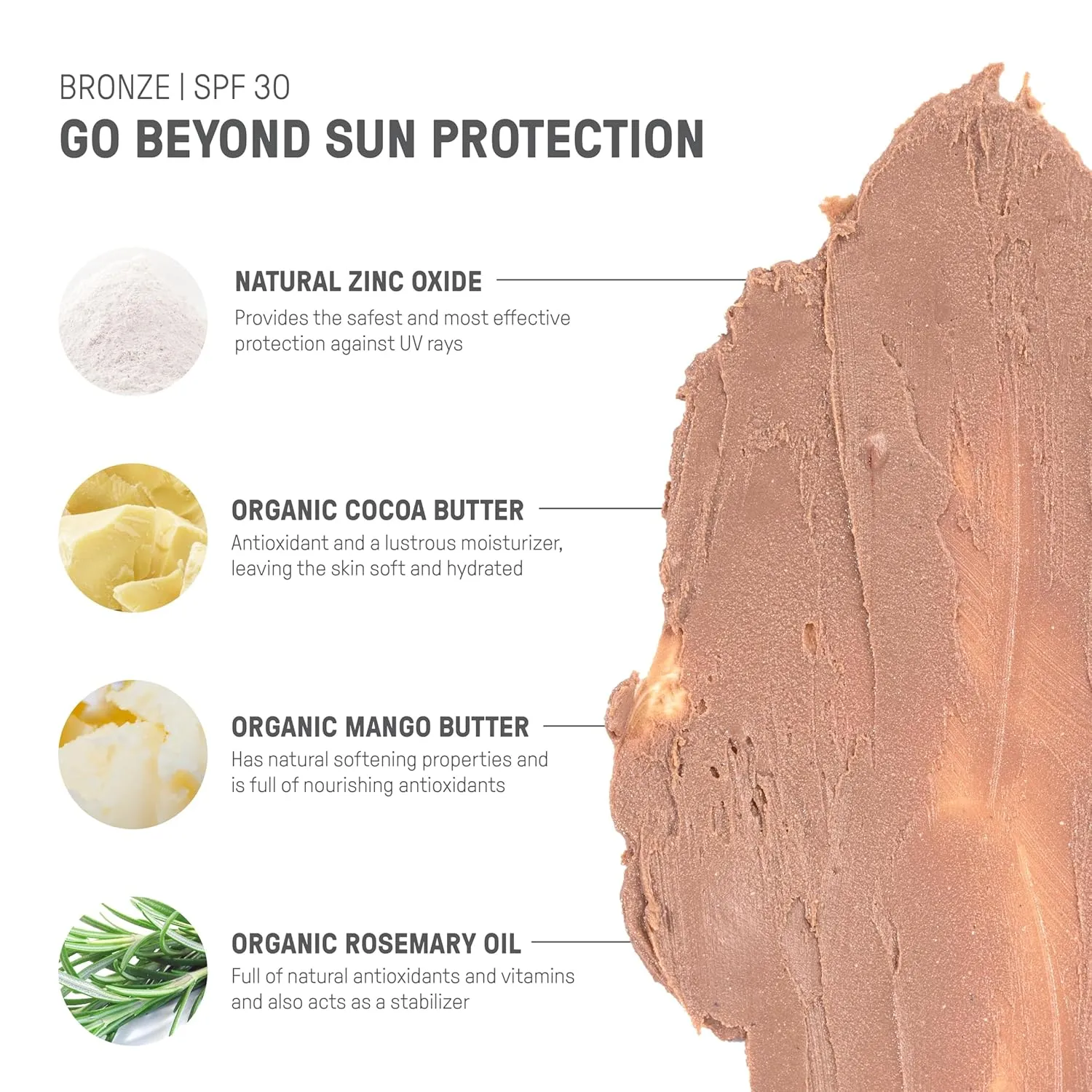 Raw Element Ultra-Moisturizing Face Tint Sunscreen, SPF 30 , Non Toxic Mineral Face Cream, Non Nano Zinc Oxide, Reef Friendly, Safe for All Ages, 0.5 oz, Bronze, Stick Pack of 1