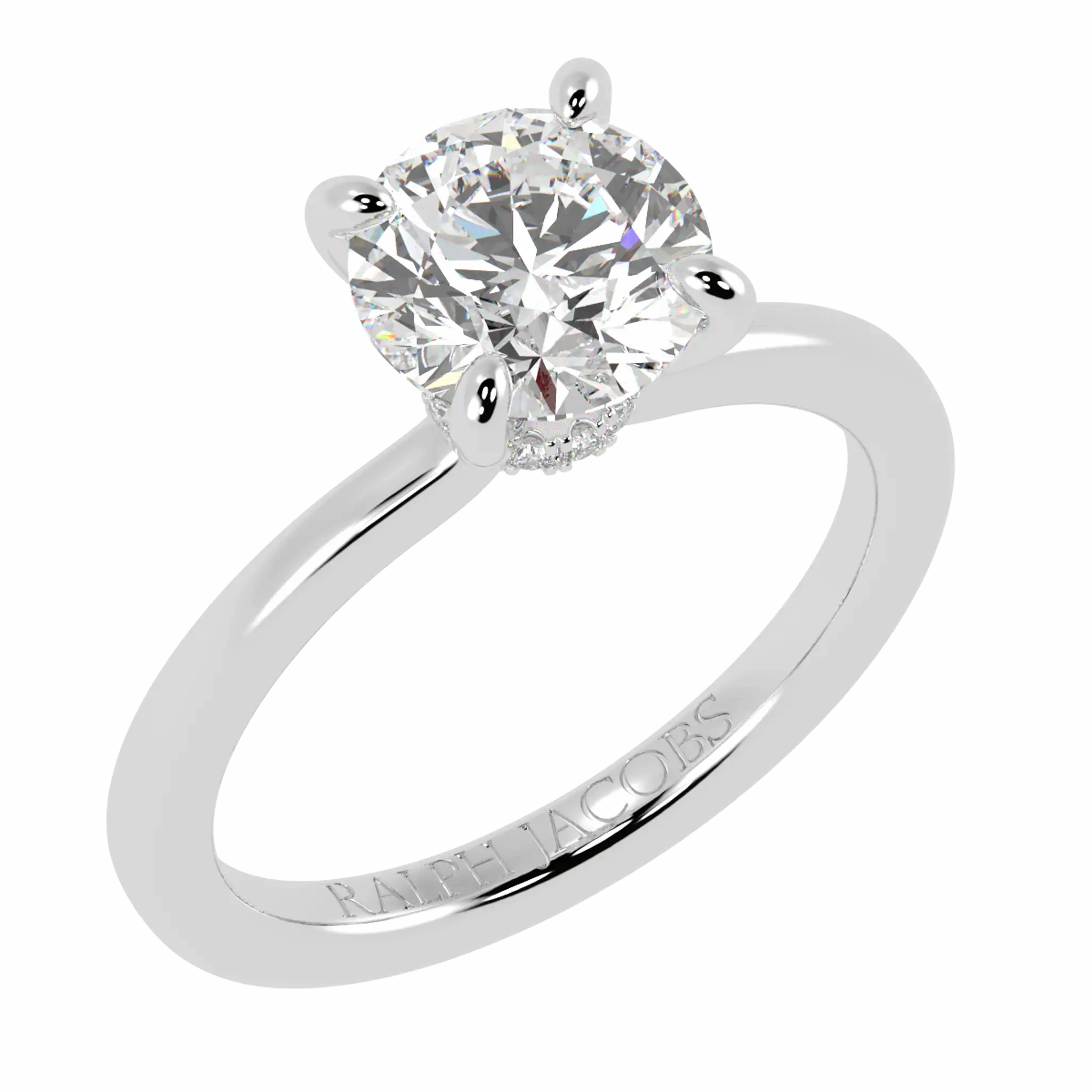 Raylee 18K White Gold Hidden Halo Engagement Ring
