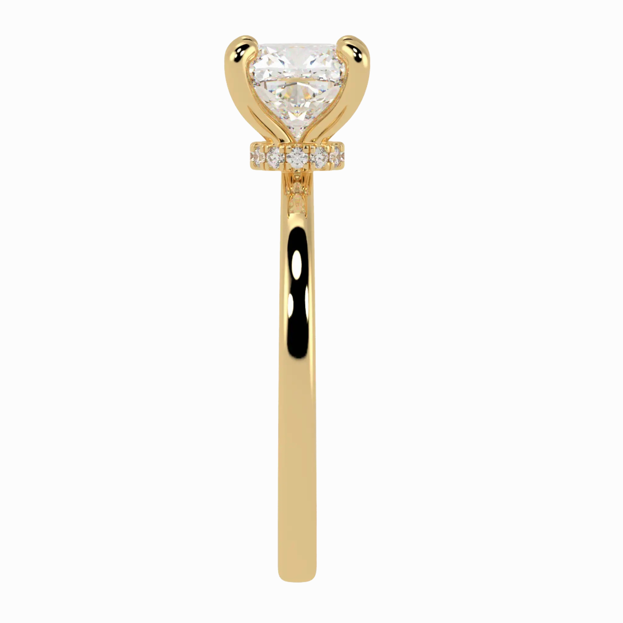 Raylee 18K Yellow Gold Hidden Halo Engagement Ring | Cushion Shape