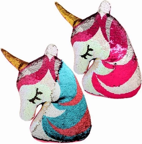 Reversible Flip Sequin Pillow that Changes Color 16” Unicorn Shaped Stuffed Animal, Bedroom Decor| Birthday & Christmas Gift for Girls, Toddlers & Teens | Large Plush, Boost Creativity & Imagination