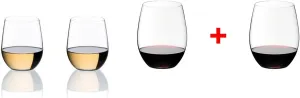 Riedel O Wine Tumbler Cabernet/Merlot and Viognier/Chardonnay, Clear, Set of 4-7414/50