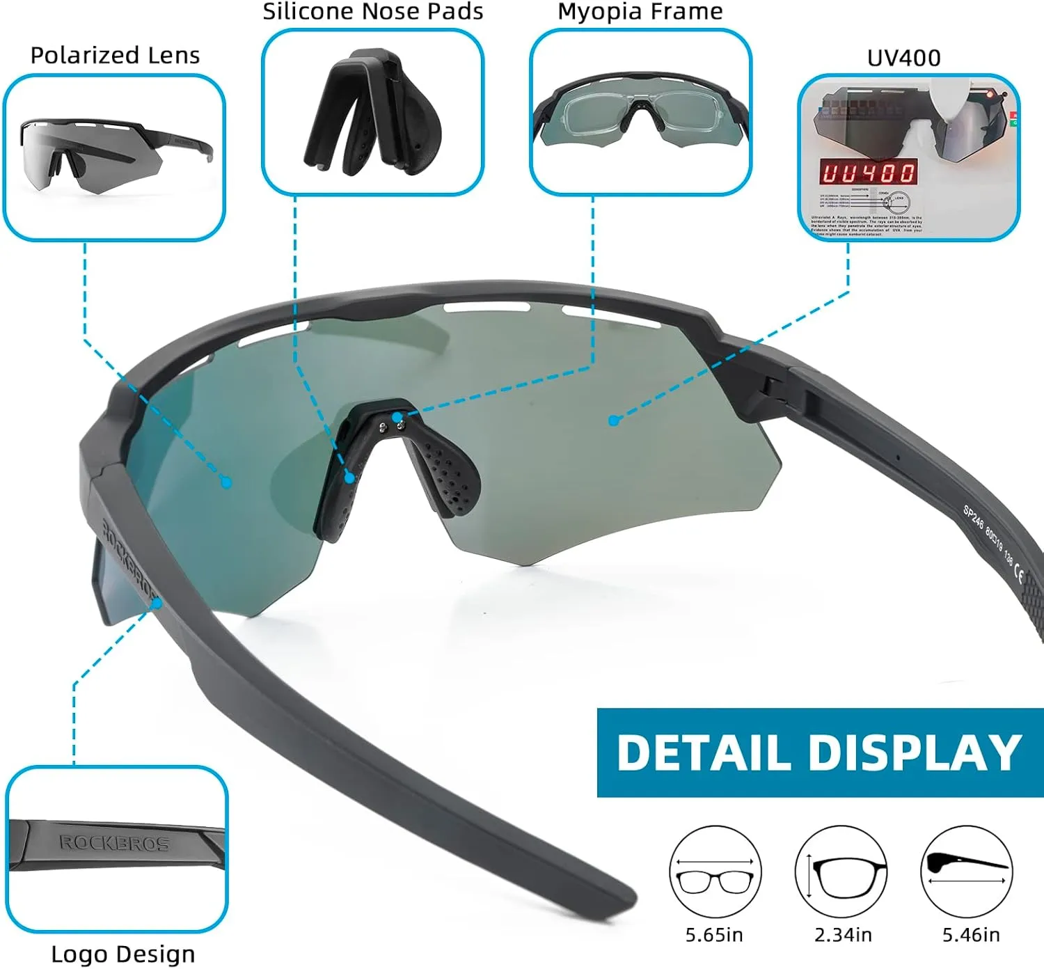 ROCKBROS Polarized Sports Sunglasses for Men Baseball Cycling Sunglasses UV400 Protection for Women Men
