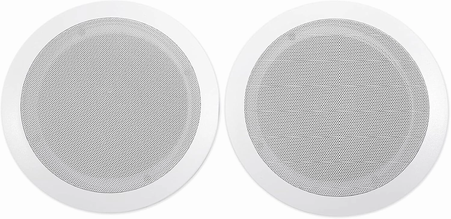 Rockville CC65T (2) 6.5" 70V Ceiling Speakers, 20W Power, Aimable Tweeter, Paintable Grill, Flush Mount, Perfect for Restaurants/Cafes/Offices