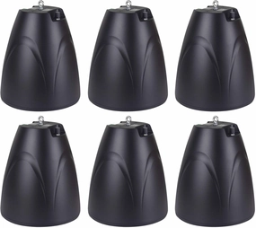 Rockville PEN-65T Black 6.5" 70V/100V/8-Ohm Hanging Pendant Speakers, Clear Sound, Easy Install, Durable Build, Perfect for Restaurants and Bars (6 Item)