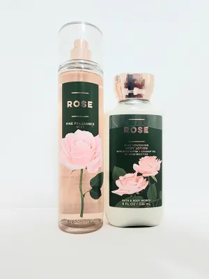 Rose Fine Fragrance Mist (8 FL OZ/236 mL) and Rose daily nourishing Body Lotion (8 FL OZ.236 mL), with Fragrance Notes: Airy Rose Water, Jasmine Petals and Creamy Musk, by Bath and Body