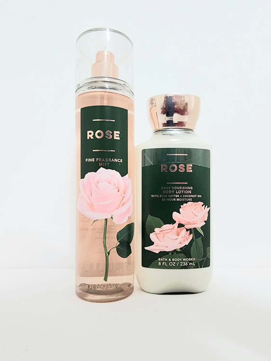 Rose Fine Fragrance Mist (8 FL OZ/236 mL) and Rose daily nourishing Body Lotion (8 FL OZ.236 mL), with Fragrance Notes: Airy Rose Water, Jasmine Petals and Creamy Musk, by Bath and Body