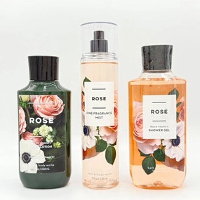 ROSE Bath & Body 3-Piece Bundle | Body Lotion, Fine Fragrance Mist and Shower Gel