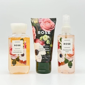 ROSE Bath & Body 3-Piece TRAVEL SIZE Bundle | Shower Gel, Ultra Shea Body Cream and Fragrance Mist