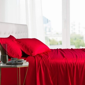 Royal Hotel Bedding 100% Natural Viscose Made from Bamboo Pillowcases, Soft Cooling Pillow Cases, Breathable Hotel Pillowcase, 2 Piece Set - Standard/Queen Size 20x30 Inches - Red