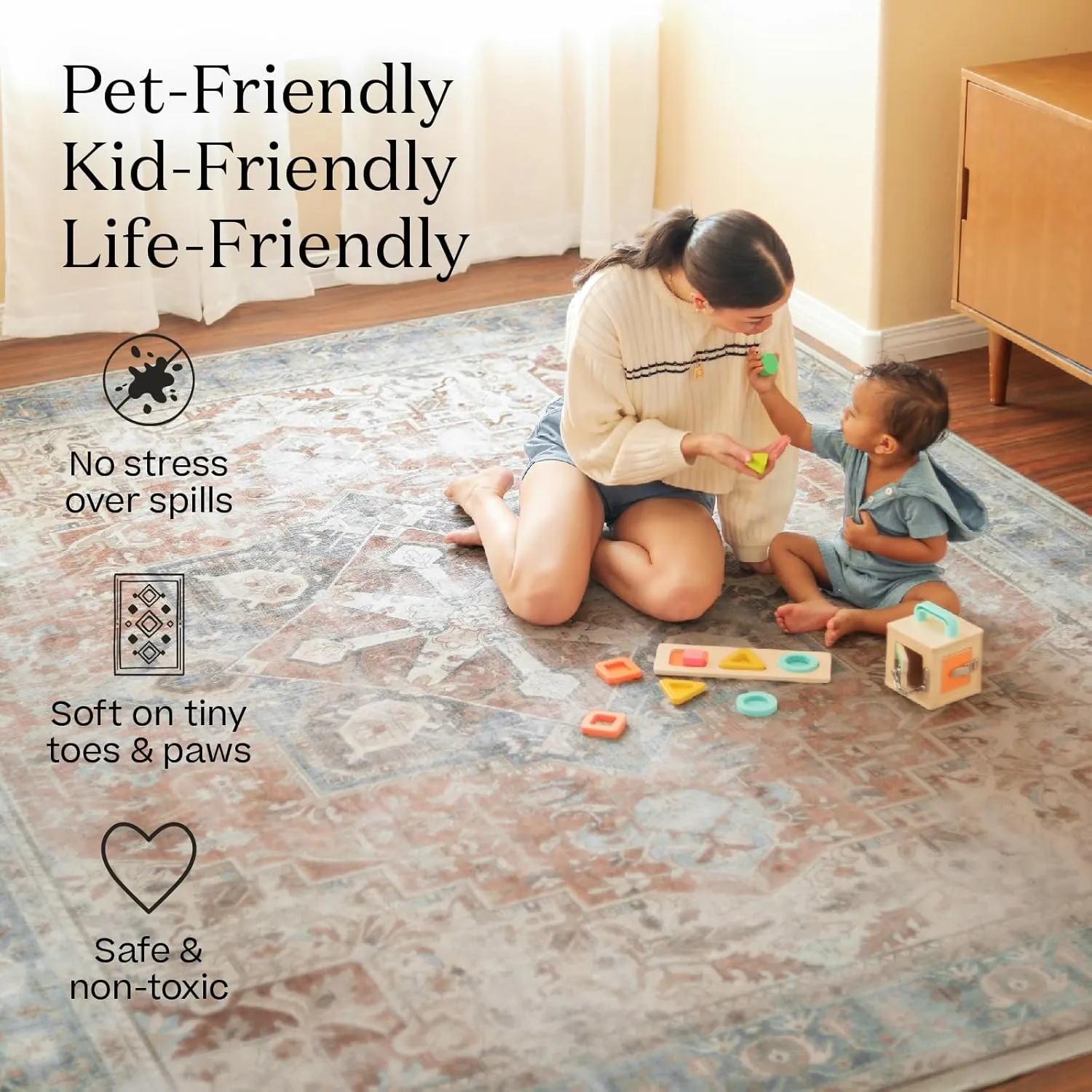 Ruggable x Morris & Co Washable 2x10 Runner Rug, Acorn Amber Red, Premium Christmas Rugs for Hallway, Kitchen, Entryway, Living Room, Bedroom, Office with Gripper Non Slip Pad