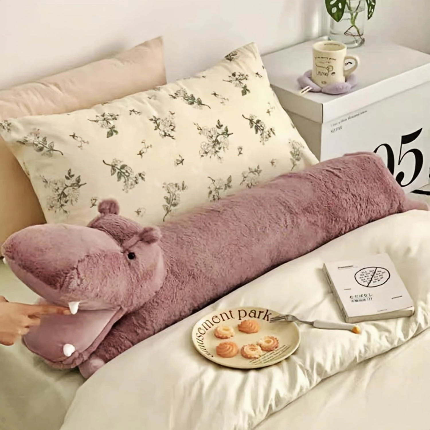Ryttir Ultra Soft Stuffed Hippo Stuffed Animal Plush Pillow- 40" Long Fluffy Hippopotamus Hugging Toy,Hypoallergenic Hippo Toys for Kids & Adults