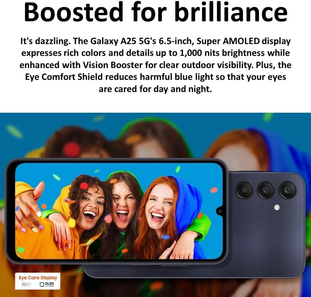 Samsung Galaxy A25 5G A256E 128GB Dual-SIM GSM Unlocked Android Smartphone (Latin Variant/US Compatible LTE) - Blue