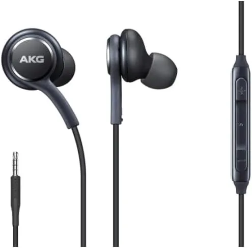 SAMSUNG in-Ear Stereo Headphones by AKG, 3.5mm Earbuds Galaxy with Microphone and Remote with Volume Buttons and Braided Cable (2 Pack Black)