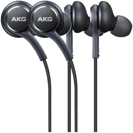 SAMSUNG in-Ear Stereo Headphones by AKG, 3.5mm Earbuds Galaxy with Microphone and Remote with Volume Buttons and Braided Cable (2 Pack Black)