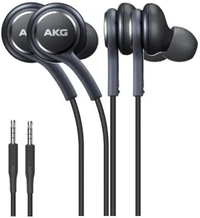 SAMSUNG in-Ear Stereo Headphones by AKG, 3.5mm Earbuds Galaxy with Microphone and Remote with Volume Buttons and Braided Cable (2 Pack Black)