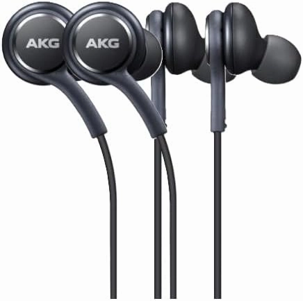 SAMSUNG in-Ear Stereo Headphones by AKG, 3.5mm Earbuds Galaxy with Microphone and Remote with Volume Buttons and Braided Cable (2 Pack Black)