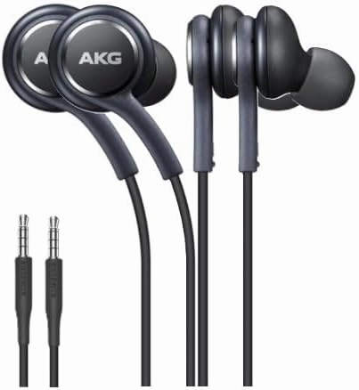 SAMSUNG in-Ear Stereo Headphones by AKG, 3.5mm Earbuds Galaxy with Microphone and Remote with Volume Buttons and Braided Cable (2 Pack Black)