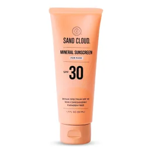 Sand Cloud Broad Spectrum Mineral Sunscreen for Face SPF 30, 1.7 Oz - Zinc Oxide for Sensitive Skin - Fragrance-Free Facial Formula That Hydrates, Nourishes, & Protects