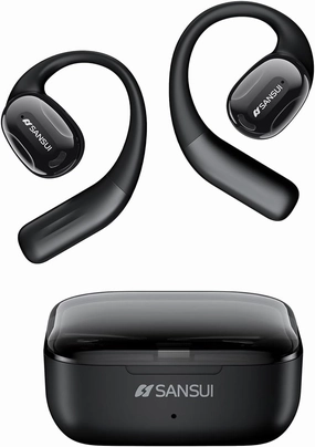 SANSUI Open Ear Earbuds Wireless Bluetooth 5.4, Wireless Bluetooth Headphones with Noise Cancelling Mic, Black
