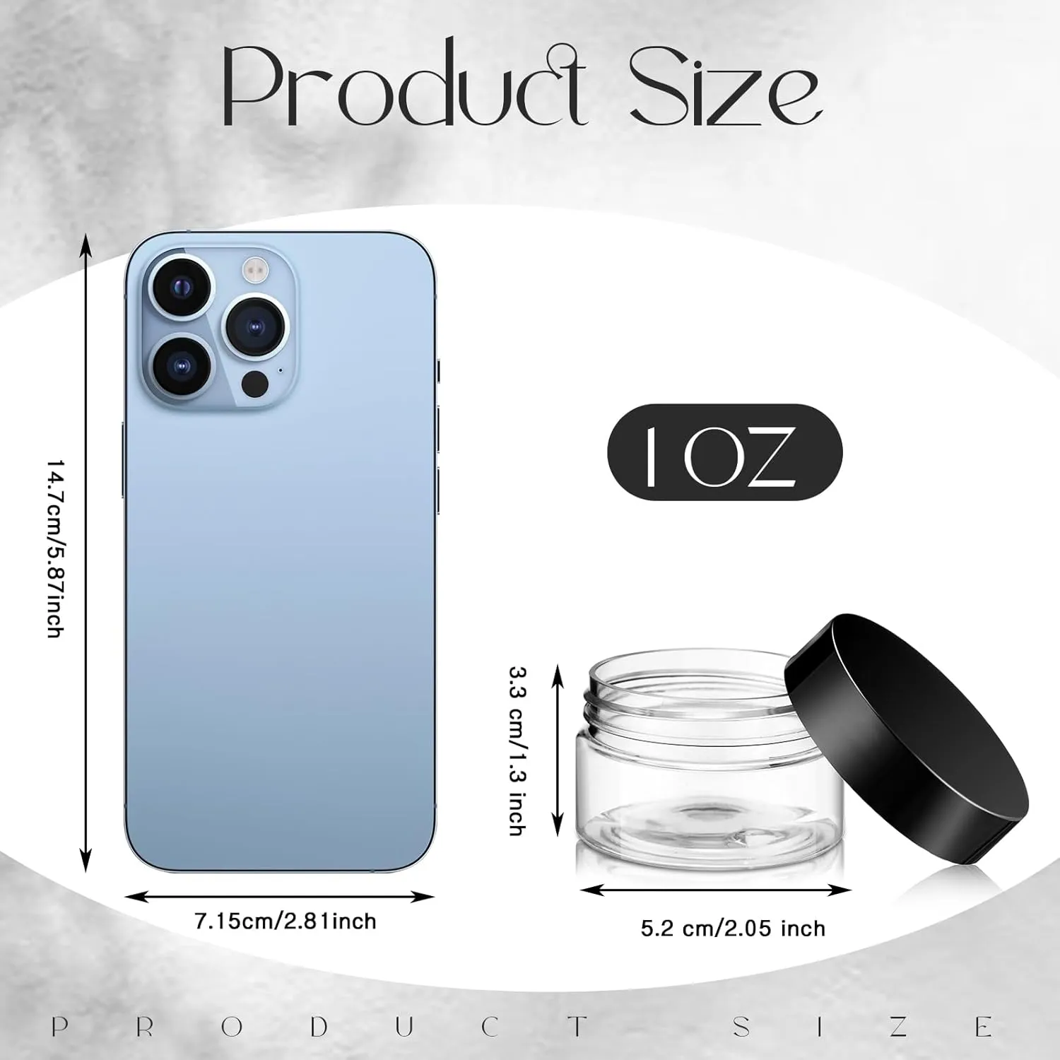 SATINIOR 500 Pcs Plastic Jars Bulk Empty Cosmetic Container Jars with Lids Leak Proof Round Clear Makeup Sample Containers for Creams Lotions Eye Shadow Makeup Products(Black Lids,1 oz)