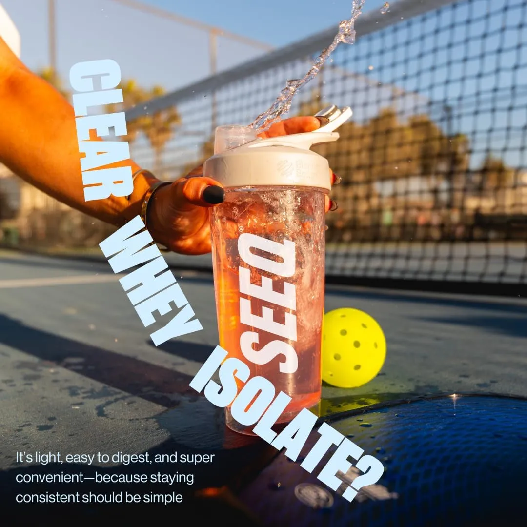 SEEQ Clear Protein Powder - Blue Razz Freeze - 25 Servings - 22g Clear Whey Protein Isolate - Zero Sugar - 0g Lactose - Allergen Friendly - GLP1 Support - Bone Health - Muscle Post Workout Recovery