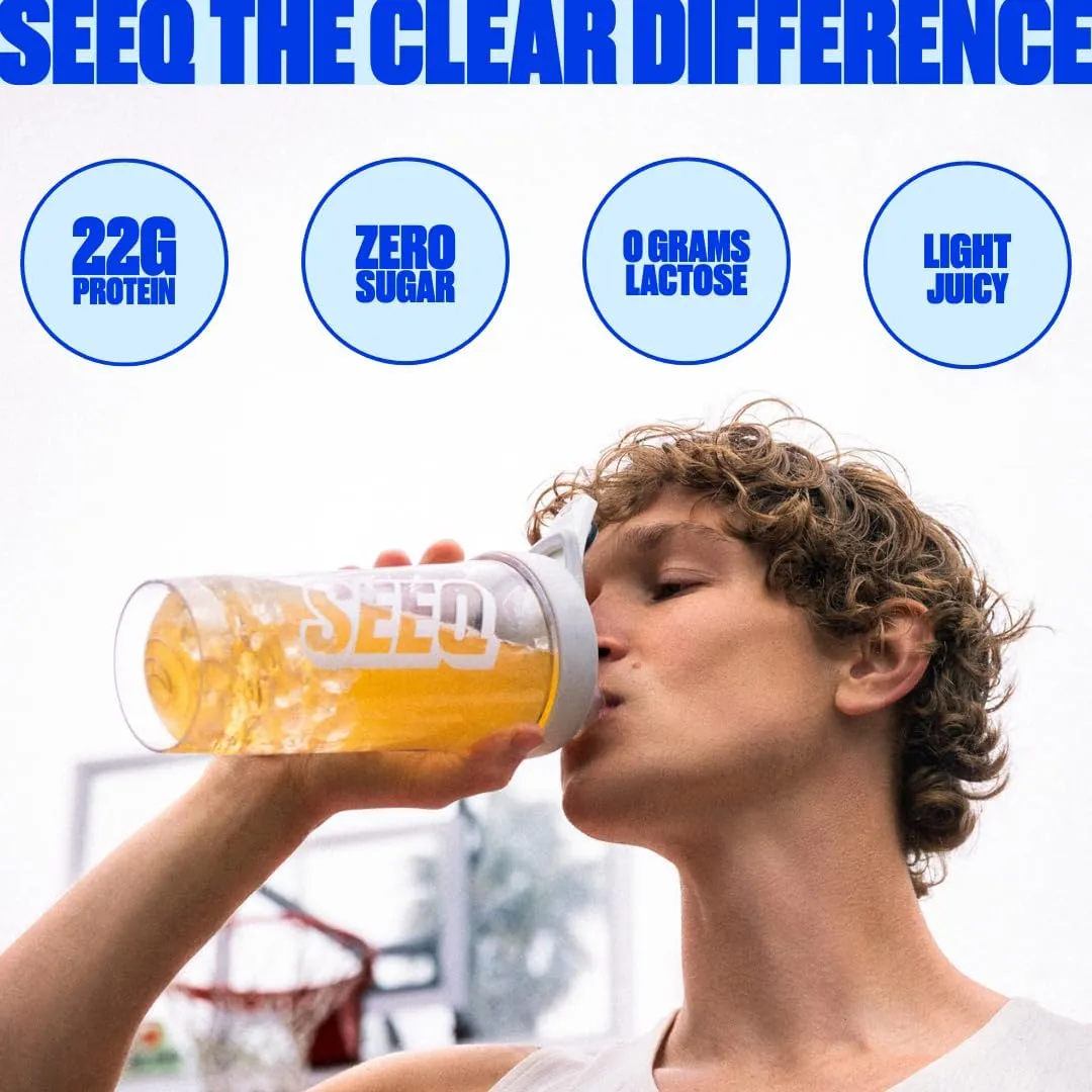 SEEQ Clear Protein Powder - Blue Razz Freeze - 25 Servings - 22g Clear Whey Protein Isolate - Zero Sugar - 0g Lactose - Allergen Friendly - GLP1 Support - Bone Health - Muscle Post Workout Recovery