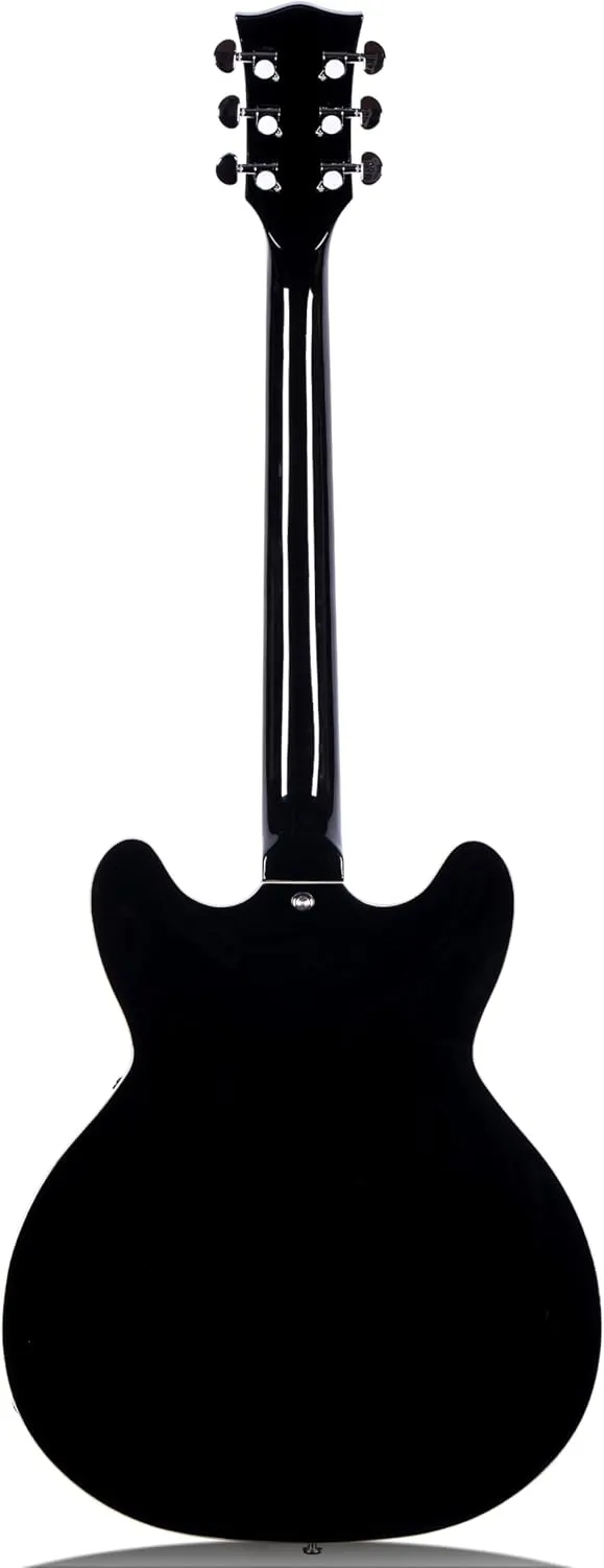 Semi-Hollow Body Electric Guitar RD-100 Jazz Guitar with F-Hole,Maple neck,humbucker Pickups (Black)