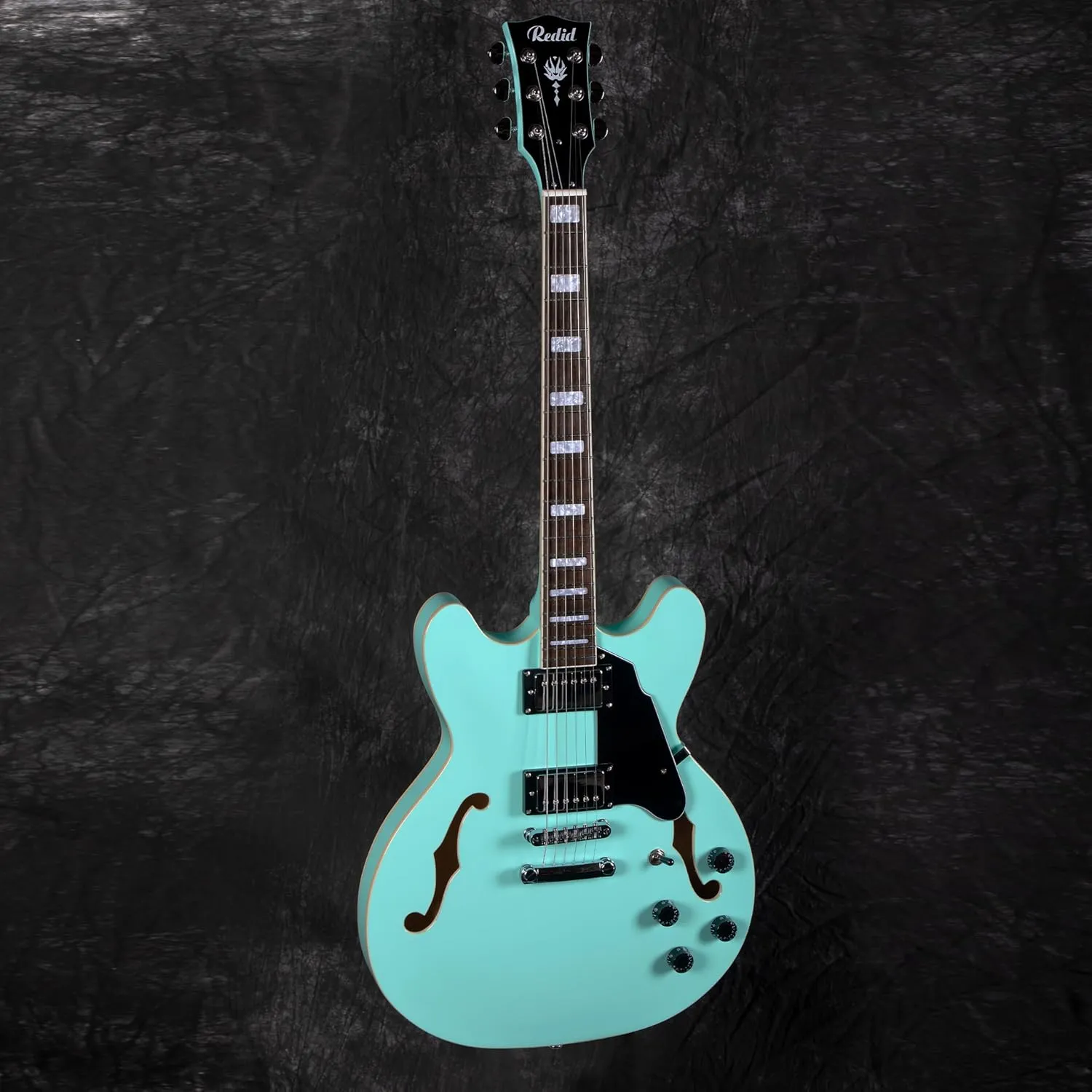Semi-Hollow Body Electric Guitar RD-100 Jazz Guitar with F-Hole,Maple neck,humbucker Pickups(Green)