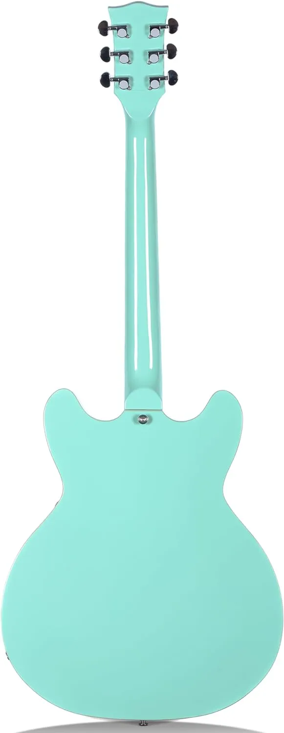 Semi-Hollow Body Electric Guitar RD-100 Jazz Guitar with F-Hole,Maple neck,humbucker Pickups(Green)