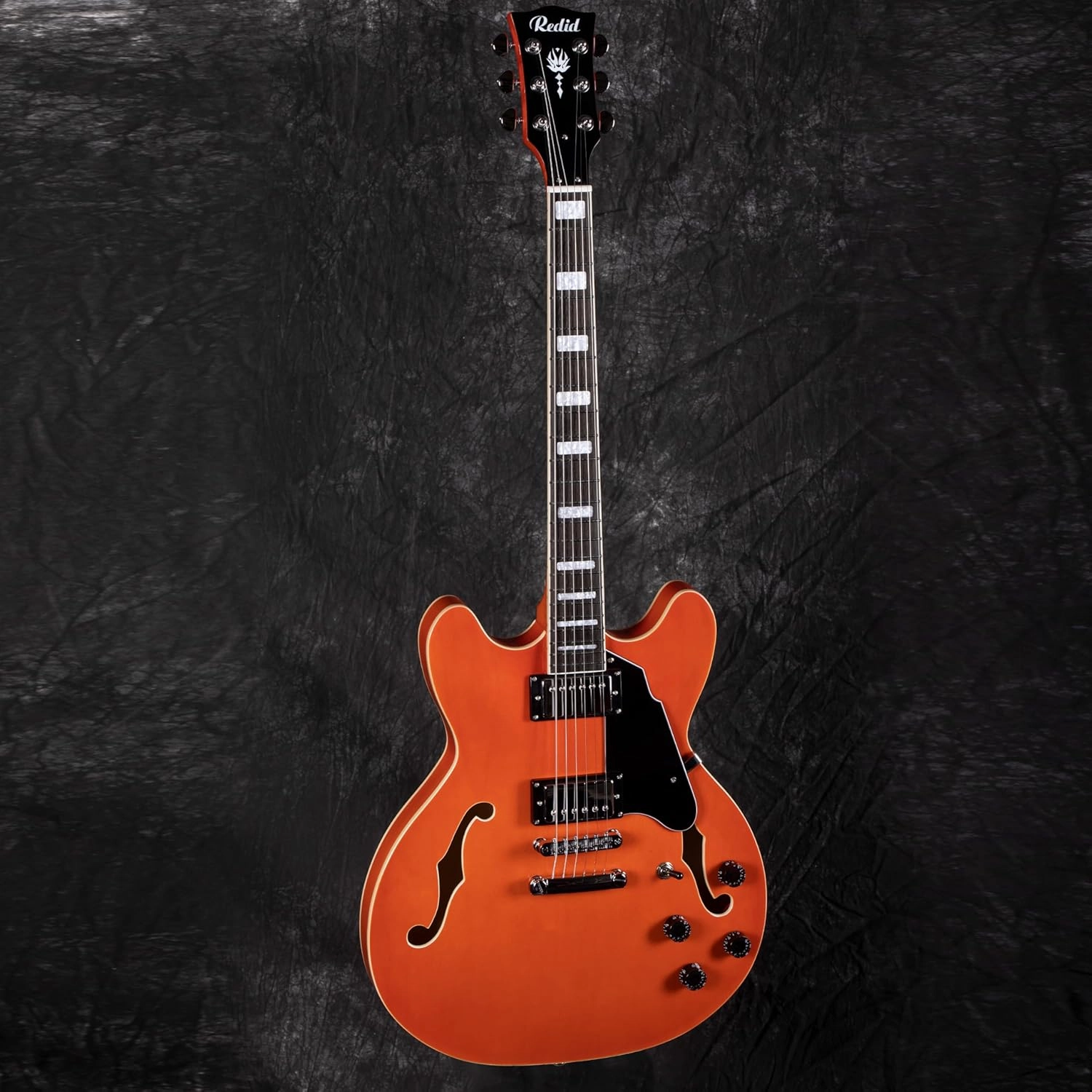 Semi-Hollow Body Electric Guitar RD-100 Jazz Guitar with F-Hole,Maple neck,humbucker Pickups(Orange)