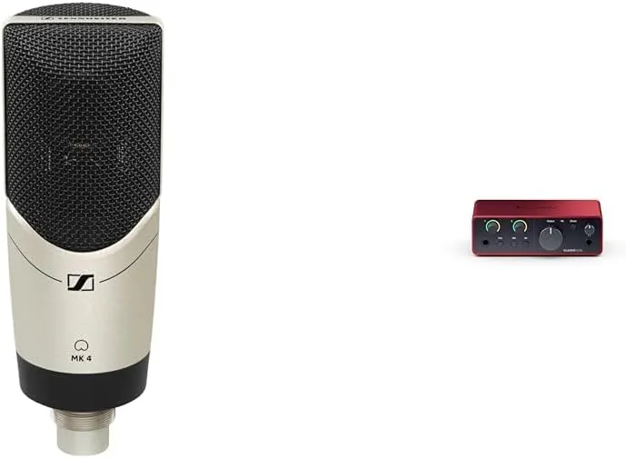 Sennheiser Pro Audio MK 4 Cardioid Condenser Studio Microphone Bundle with Focusrite Scarlett Solo 4th Gen USB Audio Interface