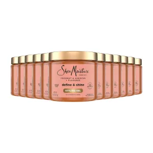 SheaMoisture Define&Shine Styling Gel Flaxseed 12ct Coconut&Hibiscus Hydrates,Holds Your Style All Day Infused With Glycerin,CoconutOil an Invigorating Sweet Scent ParabenFree Frizz Control Gel 15OZ