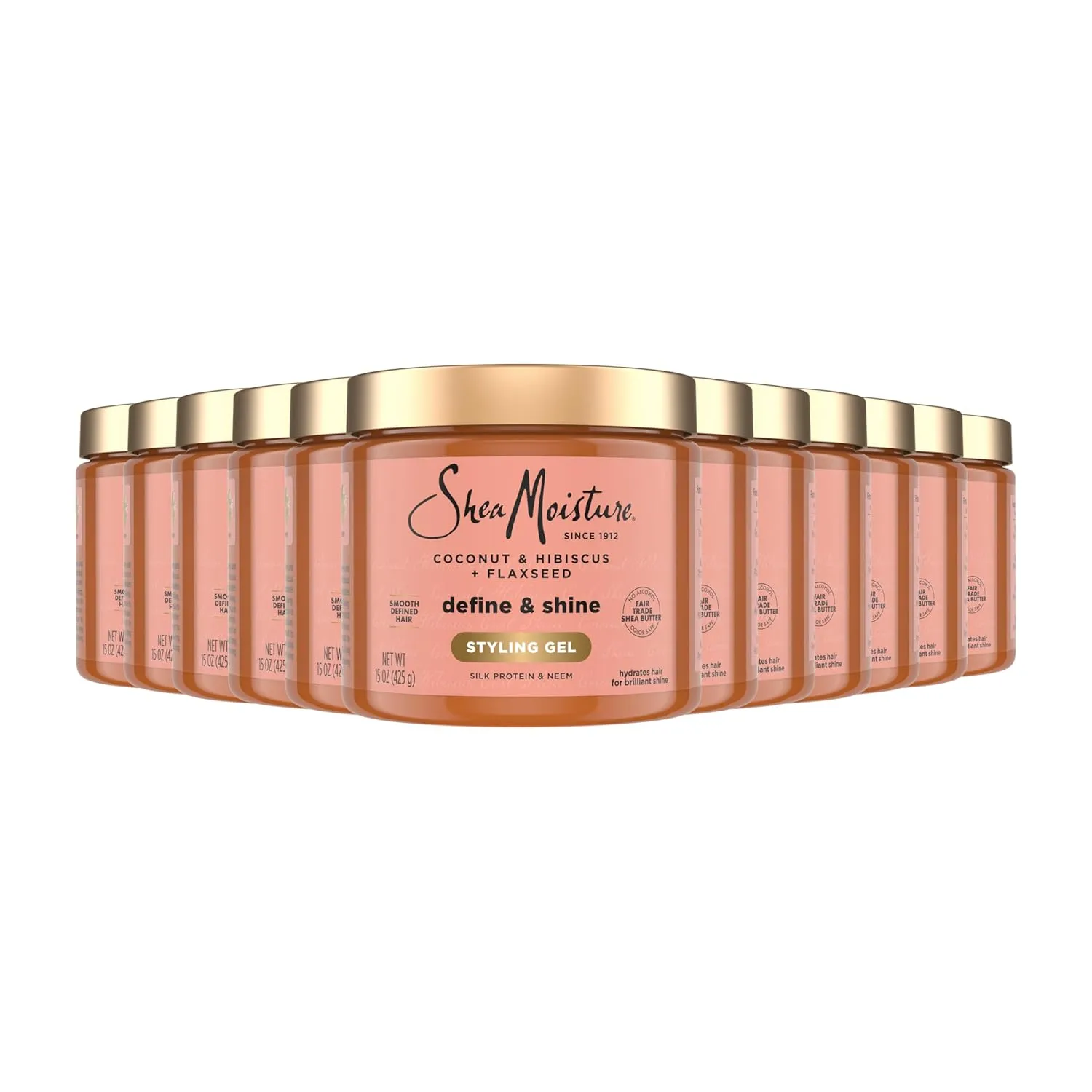 SheaMoisture Define&Shine Styling Gel Flaxseed 12ct Coconut&Hibiscus Hydrates,Holds Your Style All Day Infused With Glycerin,CoconutOil an Invigorating Sweet Scent ParabenFree Frizz Control Gel 15OZ