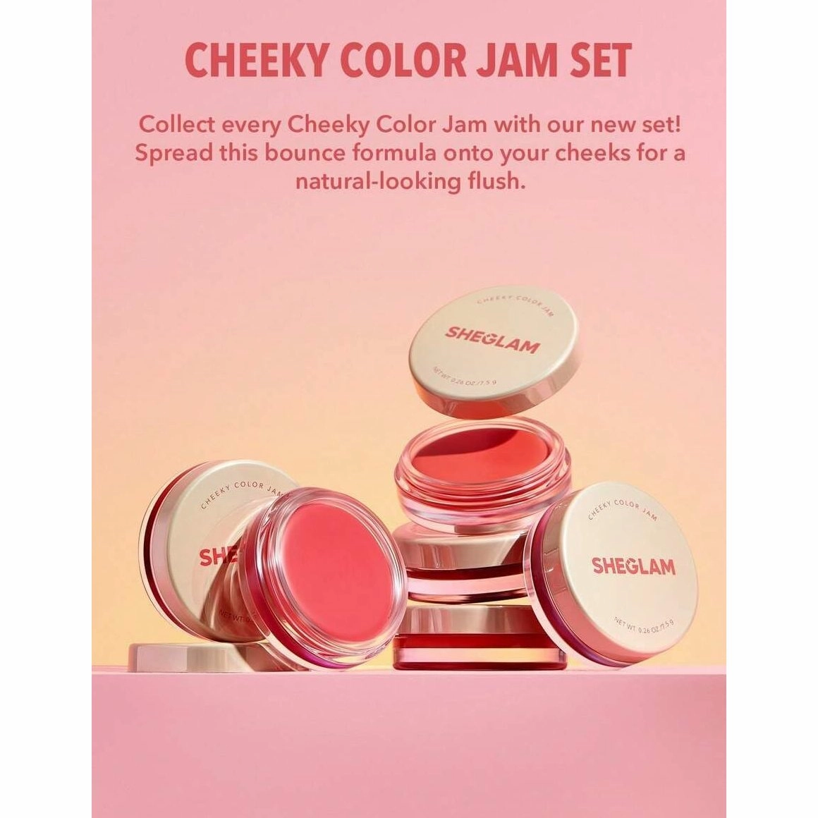 SHEGLAM - Cheeky Color Jam- 6 Shades Multi-Use Cream Blush Lip Cream Matte Highly Pigmented Natural Blush Powder Face Makeup (Rose Meadow)