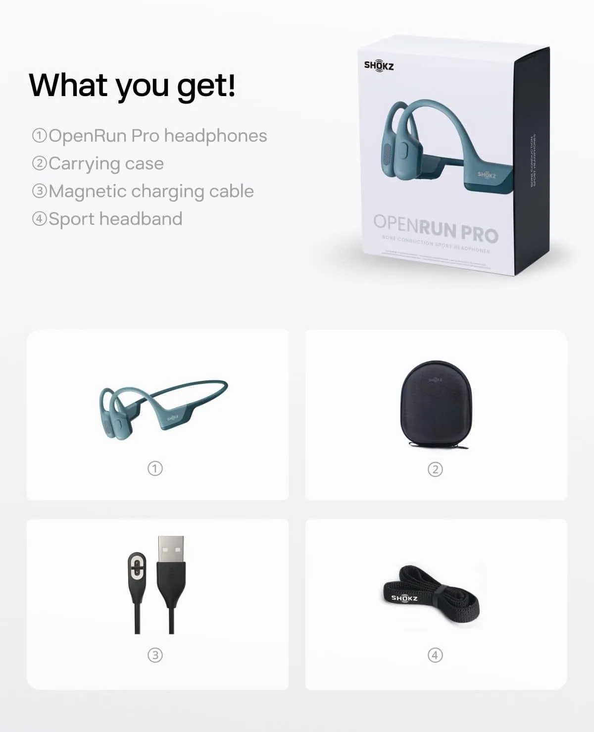 SHOKZ OpenRun Pro - Open-Ear Bluetooth Bone Conduction Sport Headphones - Sweat Resistant Wireless Earphones for Workouts and Running with Premium Deep Base - Built-in Mic, with Hair Band