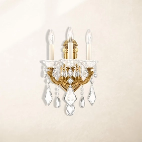 Signature 5071-83S, La Scala 3 Light 11.5in x 17in Wall Sconce in Florentine Bronze with Clear Swarovski Crystals