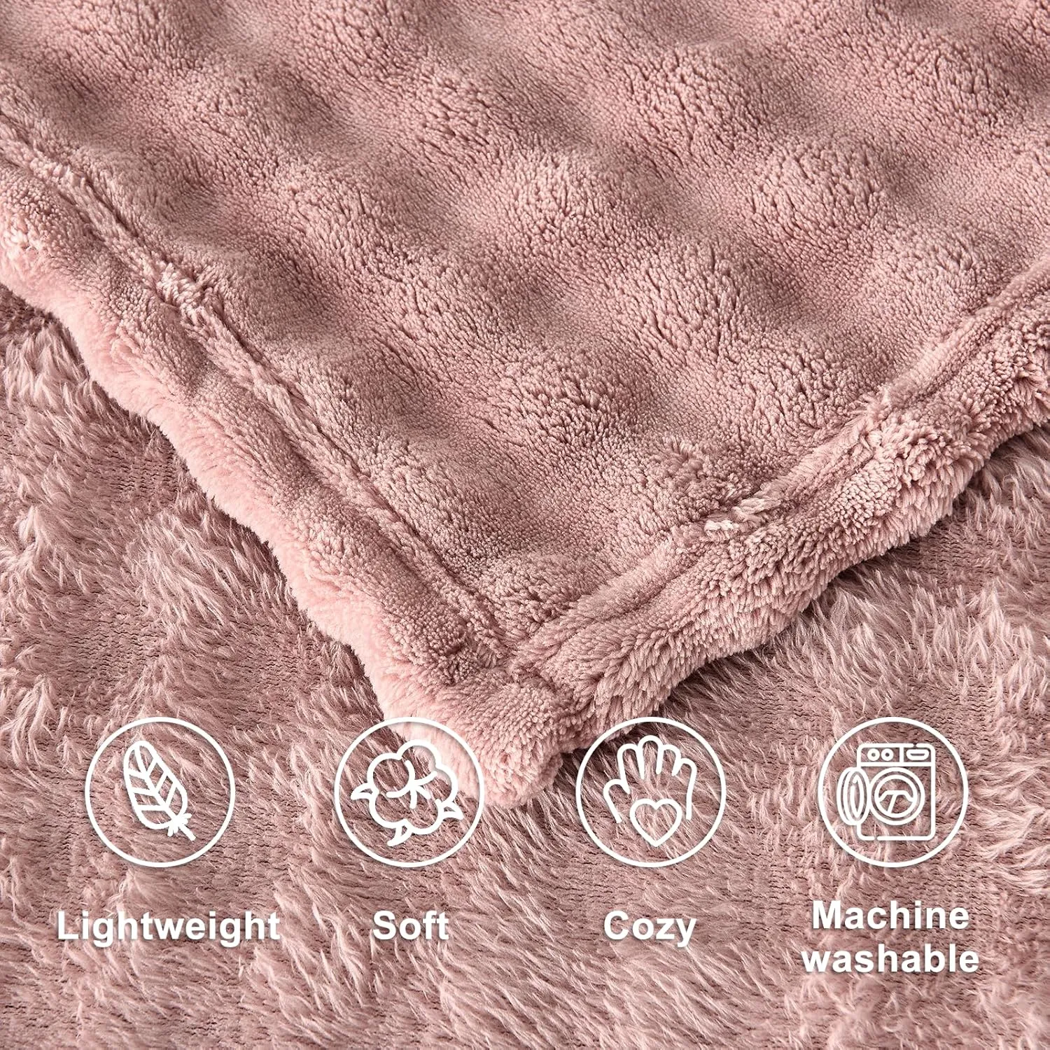 SOCHOW Travel Blanket for Airplane Train and Car, Soft Travel Blanket or Pillow 2 in 1 Compact with Portable Bag Pillowcase, Flight Blanket with Luggage Sleeve and Backpack Clip, Dusty Pink