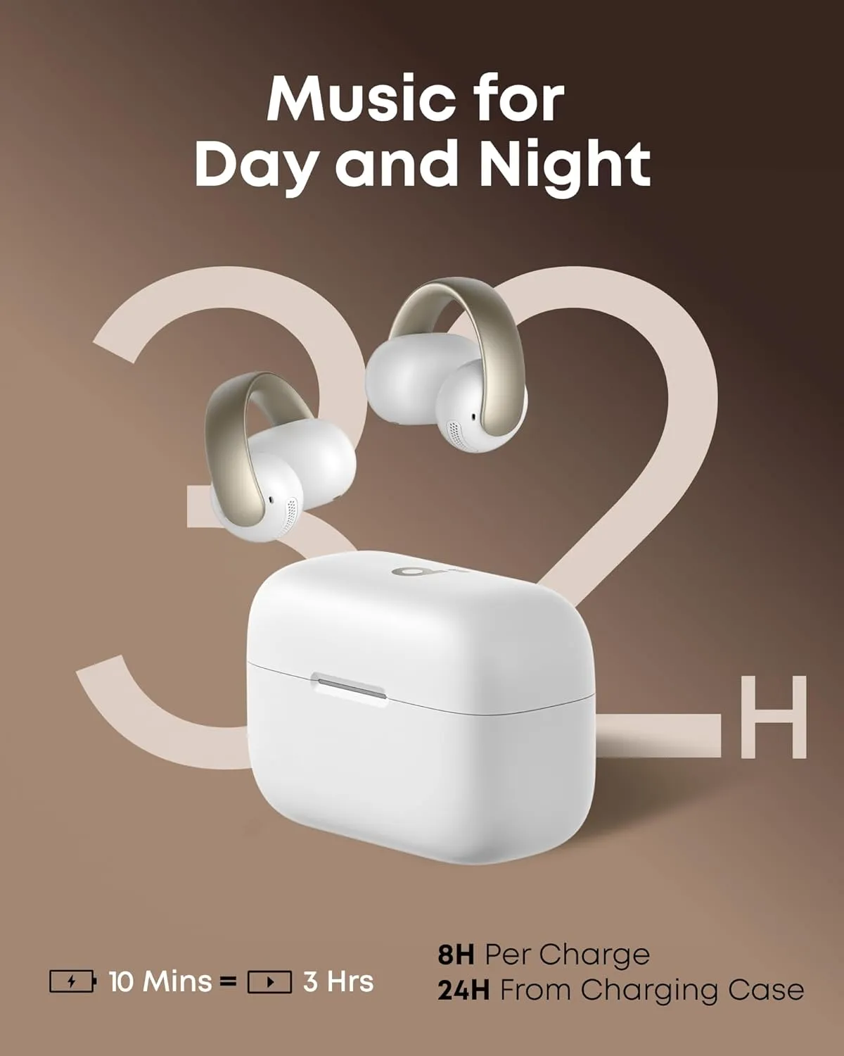 Soundcore AeroClip by Anker, Open-Ear Earbuds, Clip-On Headphones, Adaptive Comfort, Clear Calls with 4 Mics and AI, Stable Fit, 12mm Drivers for Powerful Bass, Hi-Res, Open-Ring Design