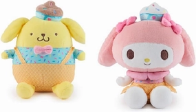 SpinMaster Gnd HK Kitty Friends Ice Cream Plush Toy Bundle, 6" Pompompurin and 6" My Melody Officially Licensed