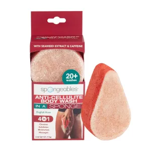 Spongeables Anti Cellulite Body Wash in a 20  Wash Sponge, English Rose, 3 Count