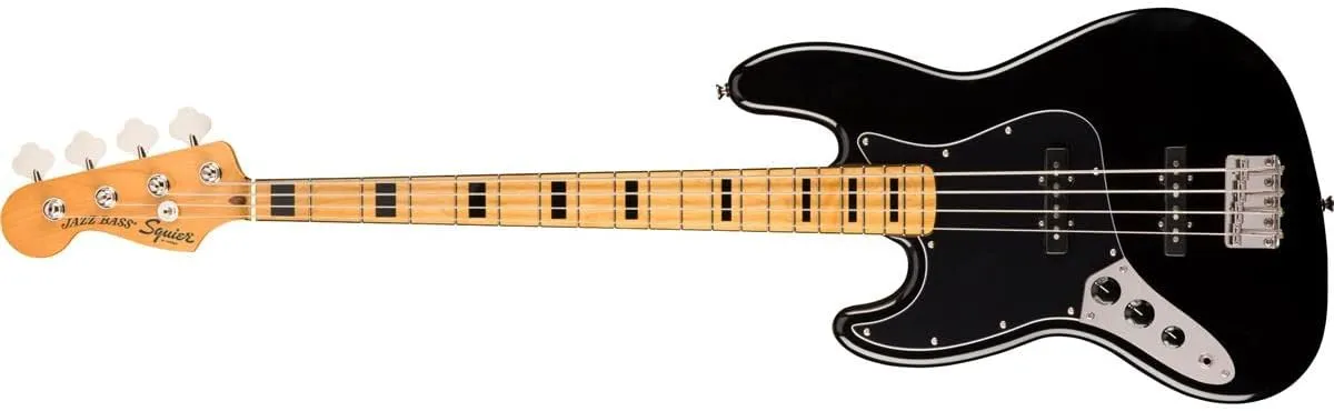 Squier Classic Vibe 70s Jazz Bass, Black, Left-Handed, Maple Fingerboard