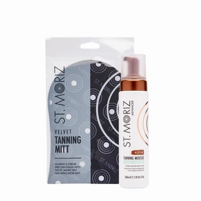 St. Moriz Advanced Color Correcting Self Tanner Mousse in Medium with Tanning Mitt Bundle - 7.78 Fl Oz - Color Correcting Instant Self Tanning Foam for Face & Body - Long Lasting & Streak Free