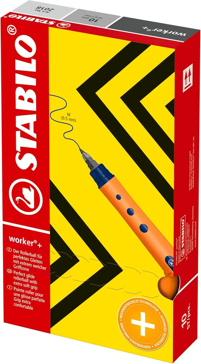 STABILO Rollerball worker  Medium Box of 10 Red